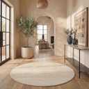 SAFAVIEH Adirondack Collection Area Rug - 4' Round, Champagne & Cream, Modern Ombre Design, Non Shedding & Easy to Clean, Ideal for Living Room, Bedroom, Office, Dining Space (ADR113W)
