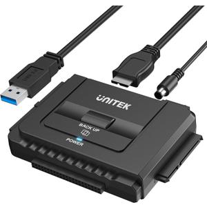 Unitek USB 3.0 to IDE and SATA Converter External Hard Drive Adapter Kit for Universal 2.5/3.5 HDD/SSD Hard Drive Disk, One Touch Backup Function, Included 12V/2A Power Adapter (Type-A Hard Drive Adapter)