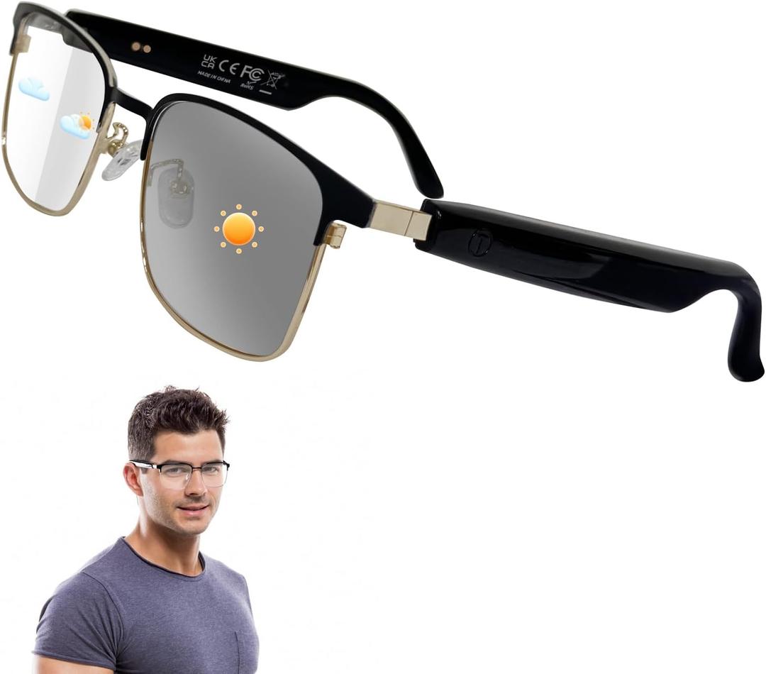 HAIXINDA Smart Glasses for Women & Men, Bluetooth Blue Light Glasses with Extra UV400 Polarized Sunglasses Lenses, Compatible with iOS/Android, 5H Playtime  Perfect for Workouts, Office & Travel