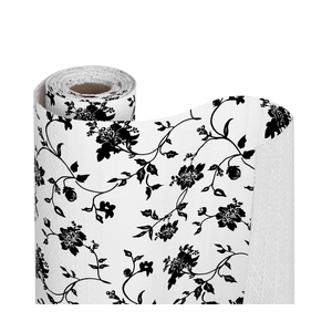 Ismoon Peel and Stick White Contact Paper Removable Self Adhesive Dark Blue Leaf Wallpaper Boho Floral Bathroom Textured Decor for Cabinets Vinyl 17.3inx197in