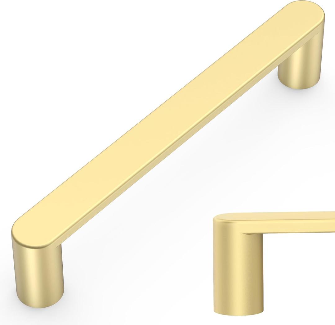 Amerdeco 10 Pack ZH0005MGP Brushed Gold 5 Inch(128mm) Hole Centers Kitchen Cabinet Pulls Hardware Modern Kitchen Handles for Cabinets Cupboard Handles Drawer Pulls