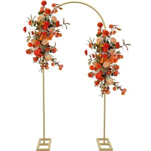 Queension Arch Backdrop Stand 6FT, Metal Wedding Arch Stand with Base for Ceremony, Balloon Arched Backdrop Frame for Birthday Party Baby Shower Celebration Decorations, Gold