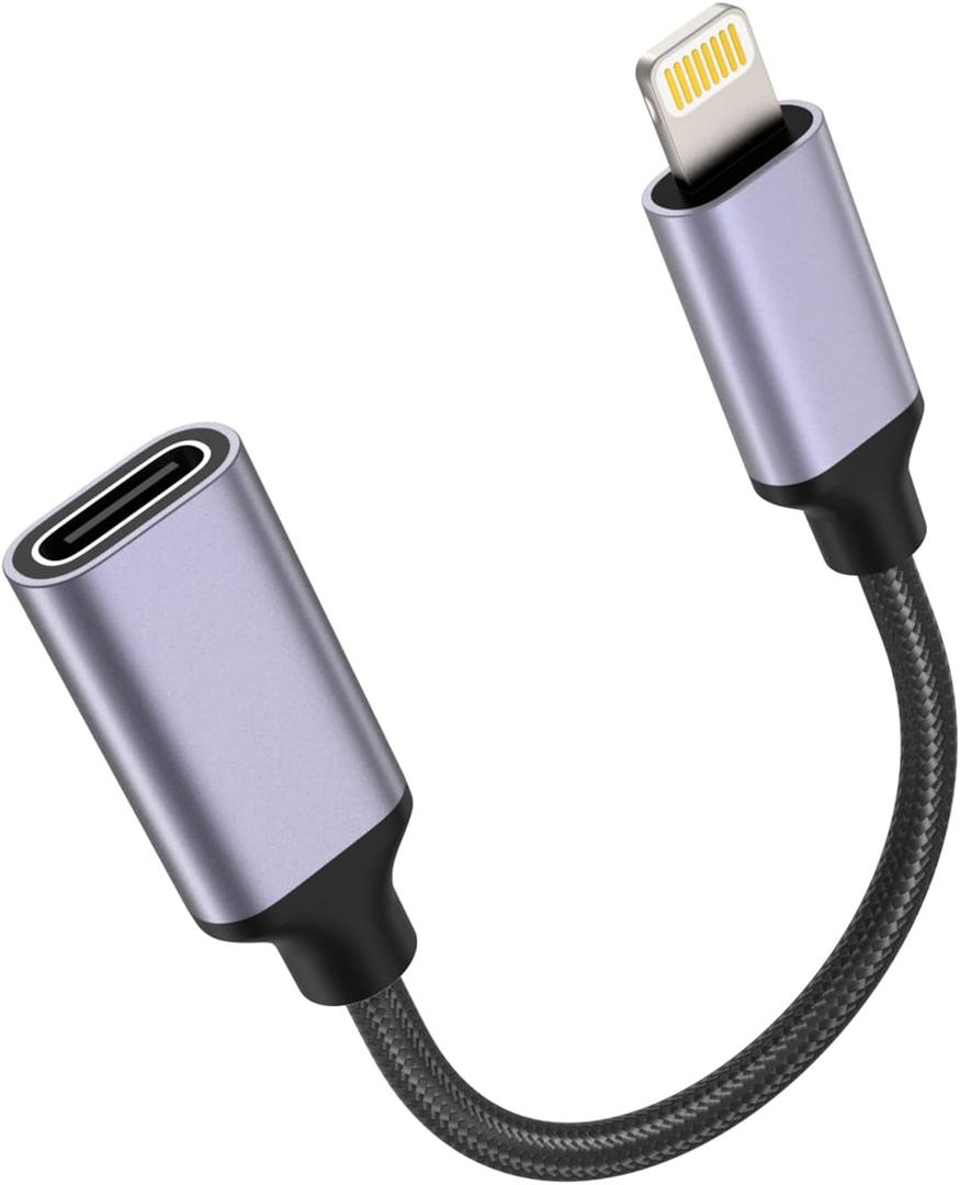 TechMatte Female USB C to Lightning Male Cable Adapter, 27W PD Fast Charging Only Compatible for iPhone iPad iPod AirPods, No Audio, Not for Headphones/OTG Android, 4 Inch