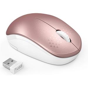 seenda Wireless Mouse, 2.4G Noiseless Mouse with USB Receiver Portable Computer Mice for PC, Tablet, Laptop, Notebook - Rose Gold&White