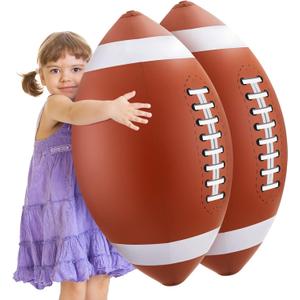 Lewtemi 2 Pcs 27 Inch Giant Inflatable Football for Gameday Party Favor Large Inflatable Sports Balls Jumbo Beach Balls for Football Birthday Christmas Party Decorations Outdoor Activity Gift