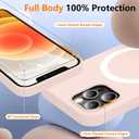 [6 in 1] Magnetic Silicone for iPhone 12 Phone Case/iPhone 12 Pro Phone Case,[Compatible with Magsafe][Glass Screen Protector][Soft Anti-Scratch Microfiber Lining] Shockproof Case 6.1 inch-Sand Pink