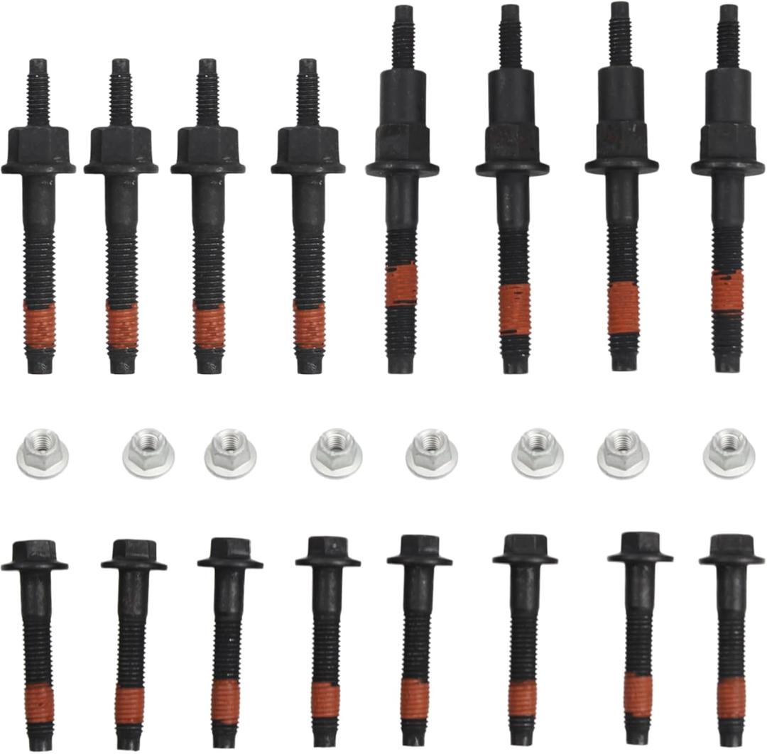 Exhaust Manifold Stud Bolt Nut Kit Compatible with 1999-2009 Dodge Dakota Durango Ram 1500 Chrysler Aspen Jeep Grand Cherokee Commander Mitsubishi Raider 4.7L V8 Replaces 6505257AA 6504331