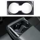 Car Rear Cup Holder Frame Cover Trim Carbon Color ABS Decal Sticker for Tesla Model 3 Highland 2024 2025 2026 Interior Accessories