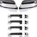 AUCERAMIC Chrome Mirror Cover Caps + Door Handle Covers Without Smart Keyholes Fit for 2019-2025 Ram 1500 4-Door Extended/Crew Cab Models Only