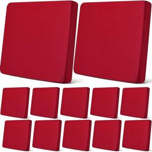 Newwiee 12 Pcs Patio Outdoor Cushion Covers Replacement Waterproof Stretch Sofa Couch Cushion Covers Washable Individual Couch Slipcovers Set Furniture Protector for Pets(20-27 Inch,Wine Red)
