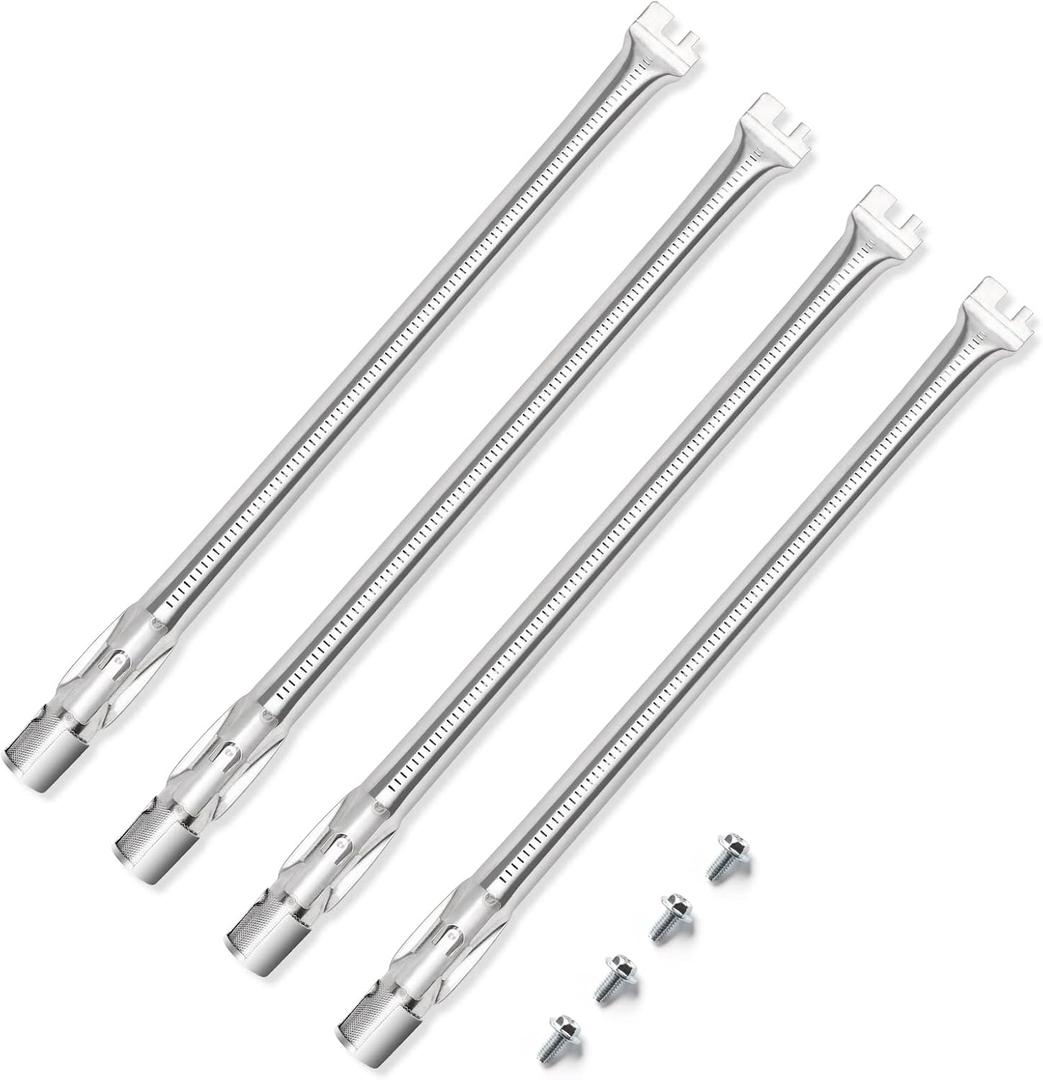 QuliMetal Grill Parts for Weber Genesis 330, Grill Burners for Weber Genesis E330 E320 E310 S310 S320 S330 Gas Grills with Front Control Knob, 304 Stainless Steel 62752 Replacement, 4-Pack