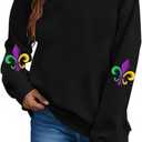 Mardi Gras Sweatshirts for Women Mardi Gras Graphic Long Sleeve Shirt Fat Tuesday Crewneck Pullover Top (Medium, 1)