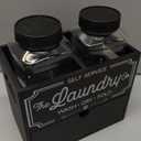 Laundry Pods Container, 7.8 x 5.1 x 6.7 Inches Wooden Dryer Sheet Container, Rustic Containers Storage Box, 2-Tier Storage Box with Drawer for Dryer Sheets and Pods (Black)