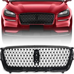 Huray Front Grille Assembly Fit for Lincoln Corsair 2021 2022 Bumper Hood Grill OE Factory Style (Black)