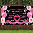 Breast Cancer Awareness Backdrop Banner Decorations with 70.8"X43.3", Hope Faith Strength Courage Breast Cancer Pink Month Photography Background for Charity Activities Party Decor