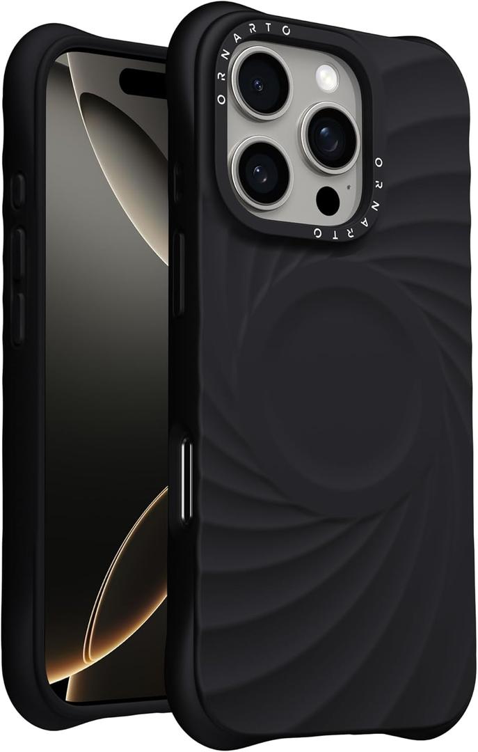 ORNARTO Vortuxe for iPhone 16 Pro Max Case 6.9" | 2X MIL-STD Drop Protection | Compatible with MagSafe | Sleek Aesthetic Liquid Silicone Phone Cover - Black