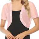 Aiboria Women Shrug Open Front Mesh Cropped Bolero Short Sleeve Sheer Cardigan Size M