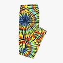 Lularoe Tall Curvy (TC fits Sizes 12-18) Tye Dye Bright Yellow Black Purple Red Buttery Soft Adult Leggings, 2 Pack