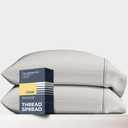 THREAD SPREAD 100% Egyptian Cotton Pillow Cases Queen Size Set of 2 - Luxury 1500 Series Queen Pillow Cases (Light Grey), Soft Cooling Envelope Closure Hotel Quality Egyptian Cotton Pillowcases