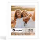 Hongkee 10x12 Picture Frame, Made of Solid Wood with Real Glass, Display Pictures 8x10 with Mat or 10 x 12 without Mat - Wall and Tabletop (White, 1 Pack)