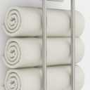 Towel Racks for Bathroom Wall Mounted, Bethom Towel Rack with Shelf and 3 Hooks, Brushed Nickel Towel Storage Holder Wall for Large Rolled Towels (Round Tube)