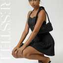 DRESSTELLS Homecoming Cocktail Dresses for Women, Mini Pleated Halter Short Wedding Guest Dress (Black, L)