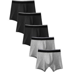 TIICHOO Incontinence Underwear for Boys Daytime Use, L, 2 Gray/3 Black | 30 mL Absorbency - Leak Proof Underwear for Light Bladder Leaks - Discreet Protection - Daytime Comfort - Machine Washable