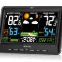 Weather Station Wireless Indoor Outdoor Thermometer: BOZYBO Digital Atomic Clock with Indoor/Outdoor Temp, Temperature Gauge Weather Clock with Calendar and Adjustable Backlight