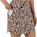 ANIVIVO Women's 17" Swim Skirt High Waisted Bathing Suit Skirt Tummy Control Swimsuit Bottoms for Women with Zipper Pocket (Brown, S)