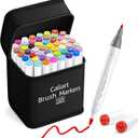 Caliart 51 Colors Brush & Fine Alcohol Markers for Adult Coloring Book, Dual Tip Artist Sketch Art Markers, Aesthetic Cute Preppy Stuff School Supplies, Pens for Lettering Drawing Cards Planner