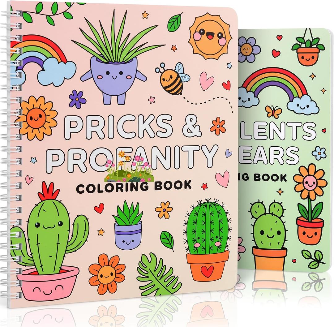 Beautiful Coloring Book Set of 2 for Adult Relaxation - Funny Coloring Books with Floral Designs for a lot of Laughs - The Perfect Stress-Relieving Gift for Women