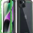 Poetic Guardian Case Compatible with iPhone 14 Plus 6.7 Inch, [20FT Mil-Grade Drop Tested] Full-Body Shockproof Protective Rugged Clear Cover Case with Built-in Screen Protector, Green/Clear