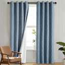 Blue and White 100% Blackout Geometric Jacquard Curtains - Thermal Insulated Noise Reducing Drapes for Bedroom and Living Room, 52" x 96"