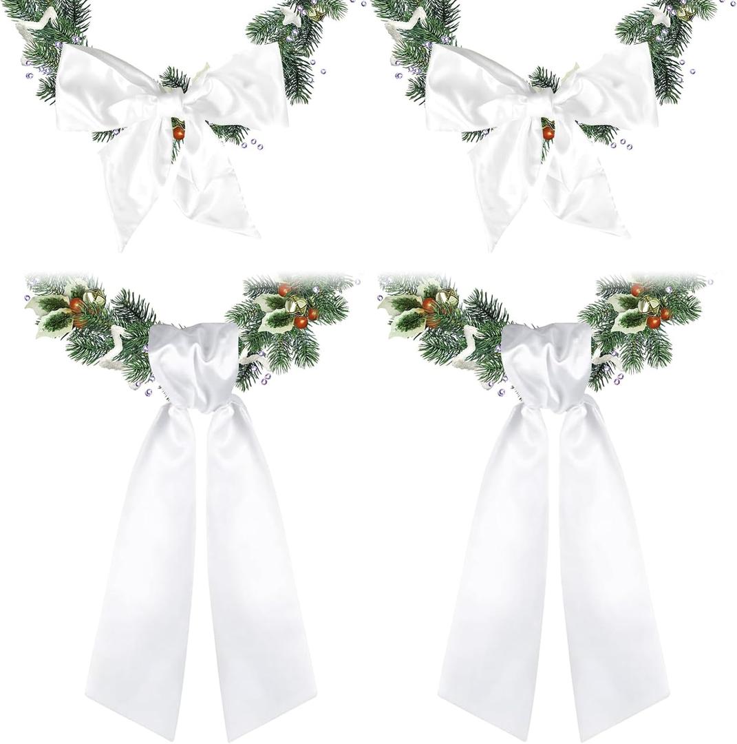 Wreath Sash for Front Door Blank,4PCS Wreath Sash Accessories Embroidery Plain Blanks for Christmas Embroidery Monogram Party Farmhouse Indoor Outdoor Wedding Decor