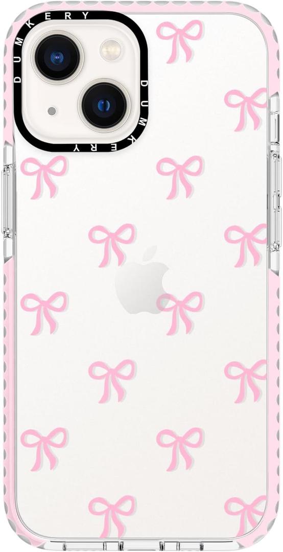 Cute Case Compatible with iPhone 15, Bows Girly Aesthetic Pattern, Soft TPU Shockproof Bumper Cases Cover for Girls Women-Pink