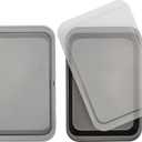 GoodCook Set of 2 Nonstick Steel 13" x 9" Cake Baking Pans with Covers, Gray