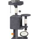 FourFurPets Cat Tree, 39.4-Inch Cat Tower for Indoor Cats, Small Cat Tower with Scratching Post, Multi-Level Cat Condo with Widened Perch for Kittens, Spacious Cave, Dark Gray