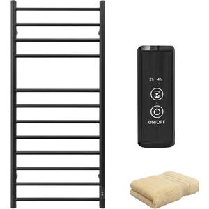 KEG Towel Warmer Wall Mounted with Built-in Timer 12 Bars Electric Stainless Steel Heated Towel Racks for Bathroom, Hot Plug-in Bath Towel Heater Matte Black KEG Towel Warmer Wall Mounted with Built-in Timer 12 Bars Electric Stainless Steel Heated Towel Racks for Bathroom, Hot Plug-in Bath Towel Heater Matte Black