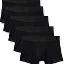 Amazon Essentials Men's Cotton Jersey Boxer Shorts Underwear, Pack of 5 (Black)