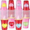 120 Pcs 12 oz Valentine's Day Disposable Plastic Cups, Pink Red Heart Cups Galentines Party Cup Disposable Mugs for Coffee Juice Beverage Hot Cold Drinks Holiday Wedding Birthday Party Supplies