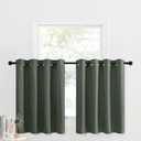 NICETOWN Country Kitchen Curtains for Windows, Thermal Insulated Room Darkening Valances for Living Room, Grommet Farmhouse Small Curtains for Bathroom, 1 Pair, 56" x 46", Dark Mallard
