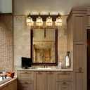 Gold Black Crystal Bathroom Lighting Fixtures, 4 Light Brass Modern Crystal Bathroom Vanity Lights Over Mirror Brass Bath Light