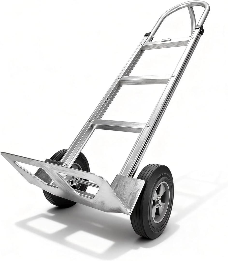 NORTHSKY 550 lbs Hand Truck Dolly with 10" Solid Rubber Wheels, Heavy Duty Aluminum Hand Cart Ergonomic Loop Handle, Utility Dolly with Beveled Nose Plate for Moving, Warehouse, Office