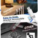 3 x StayCable 5FT USB A to USB C Cable with Built-in Magnetic Holder for Nightstand, Desk and Car, 3A Fast Charging Anti-Fall Cord with 2 Adhesive Metal Plates, Braid Type-C Data Cable for iPhone 17 (White)