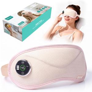 Cordless Heated Eye Mask with Massager, Warm Compress for Eyes, 3D Contoured Light-Blocking Eye Mask for Dry Eyes, LED Display, 3 Heat & Vibration Modes, Home, Office & Travel