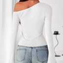 Zenlonr Long Sleeve Shirts for Women 2025 Fall Off The Shoulder Tops Casual Slim Fitted Knit T-Shirt Y2K Clothes