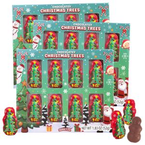 Mini Chocolatey Christmas Trees, Individually Foil Wrapped Candies, Festive Stocking Stuffer Gifts, 8 Pieces Inside Each, 1.83 Ounces (Pack of 3) (EXP 04/27/26)