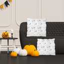 3 x Halloween Pillow Covers 18x18 inch Set of 2 White Cat Ghost Throw Pillow Cases Soft Plush Faux Fur Wool Couch Cushion Case for Home Decor Chair Sofa Bedroom Living Room (Cat Ghost)