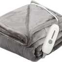 JIAMEIDING Electric Heated Blanket Throw, Cozy & Super Soft Flannel 50" x 60" Heated Throw with 3 Fast Heating Levels & 4 Hours Auto Off, Machine Washable, ETL&FCC Certification, Home Office Use, Grey