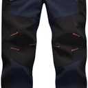 TBMPOY Men's Snow Ski Hiking Pants Waterproof Winter Fleece Lined Pants Camping Skiing Ice Fishing Pants with Belt XL